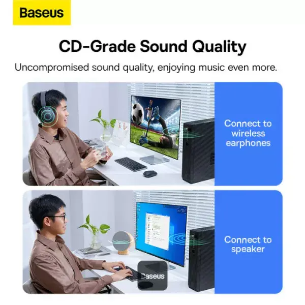 Baseus BA07 Mini Bluetooth адаптер для ПК, USB 5.3 беспроводной Bluetooth Dongle приемник - черный Photo 6