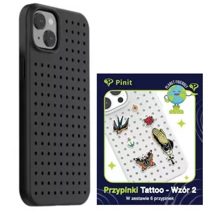 Pinit PiniPhone 14 Plus 15 Plus 6.7" Dynamic Tattoo aizsargvāks — melns ar rakstu