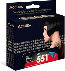 Ink Cartridge Accura CLI-551C Compatible — Cyan, replacement for Canon printers