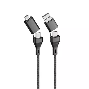 4-in-1 Charging/Data Cable Forever Core with USB-A, USB-C, microUSB — 1.2 m, 3 A, black