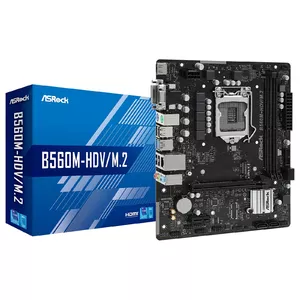 ASRock B560M-HDV R3.0 Procesoru saimes Intel, Procesora ligzda LGA1200, DDR4 DIMM, Atmiņas slots 2, Atbalstītie cietā diska interfeisi SATA3, SATA savienotāju skaits 4, Čipsets B560, Micro ATX