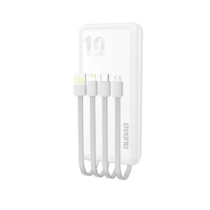 DUDAO K6Pro Universal 10000mAh Power Bank with USB Cable Type C Lightning white