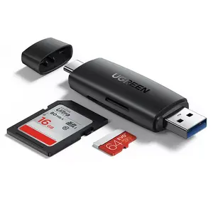 Card reader UGREEN CM304 USB-A / USB-C Black for SD and microSD cards, up to 5000 Mbit/s, supports up to 1 TB