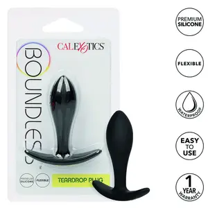 Anal plug California Exotics Boundless Teardrop Plug - silicone, black, flared base