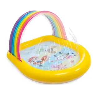Piepūšamais bērnu baseins Intex Rainbow Arch Spray Pool, tilpums 84 l, izmēri 1300×1470×860 mm