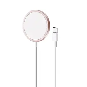 Зарядное устройство PURO CUSBCMAG1ROSE — настенное USB беспроводное, 15 Вт, кабель 1 м, розовое