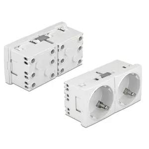 Sienas kontaktligzda CEE 7/3 DELOCK Easy 45 — 250 V, 16 A, 4000 W, balta, ABS/PC, 90×45×40 mm