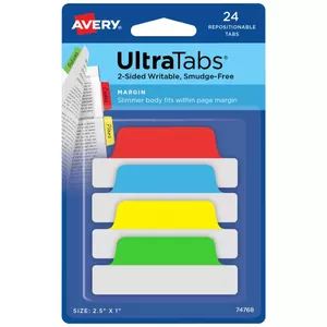 Avery Ultra Tabs Tukšs ciļņu rādītājs Zils, Zaļš, Sarkans, Dzeltens