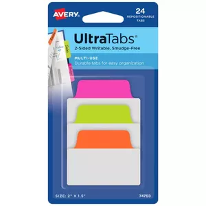 Blank tab index Avery Ultra Tabs 74753 Green Orange Pink