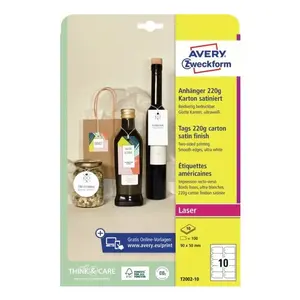 Печатаемые ярлыки с нитками Avery Zweckform Неадгезивные Белые 9x5 см