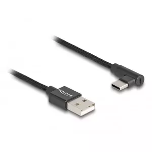 DeLOCK USB 2.0 Cable Type-A male to USB Type-C male angled 3 m black