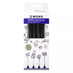 Finelaineri TOMBOW WS-EFL-H-B-4P — biezs uzgalis, melna tinte, komplekts 4 gab.