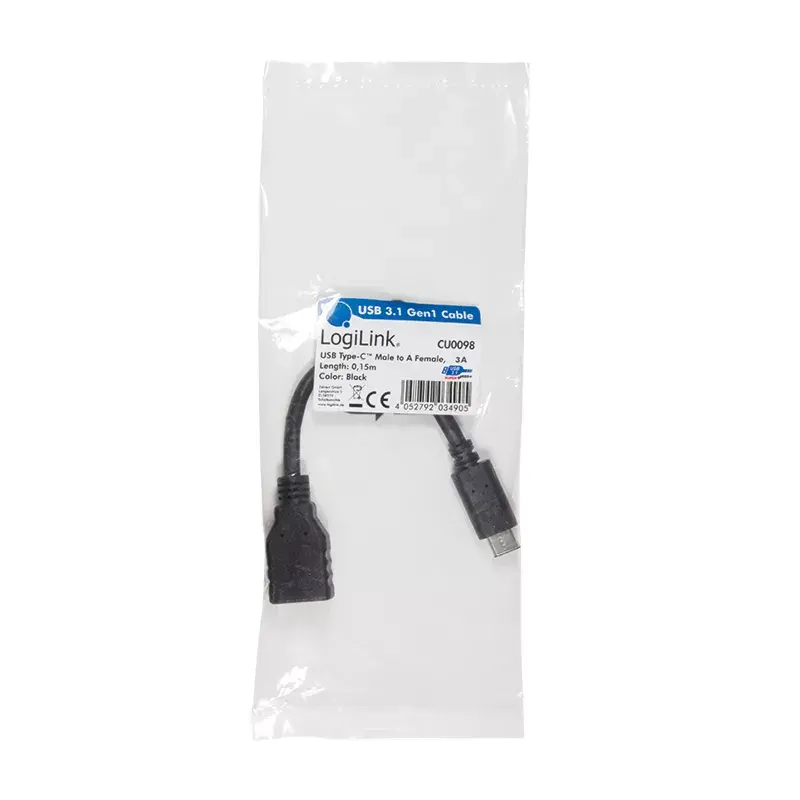 USB kabelis LogiLink USB C - USB A 0.15m Photo 4