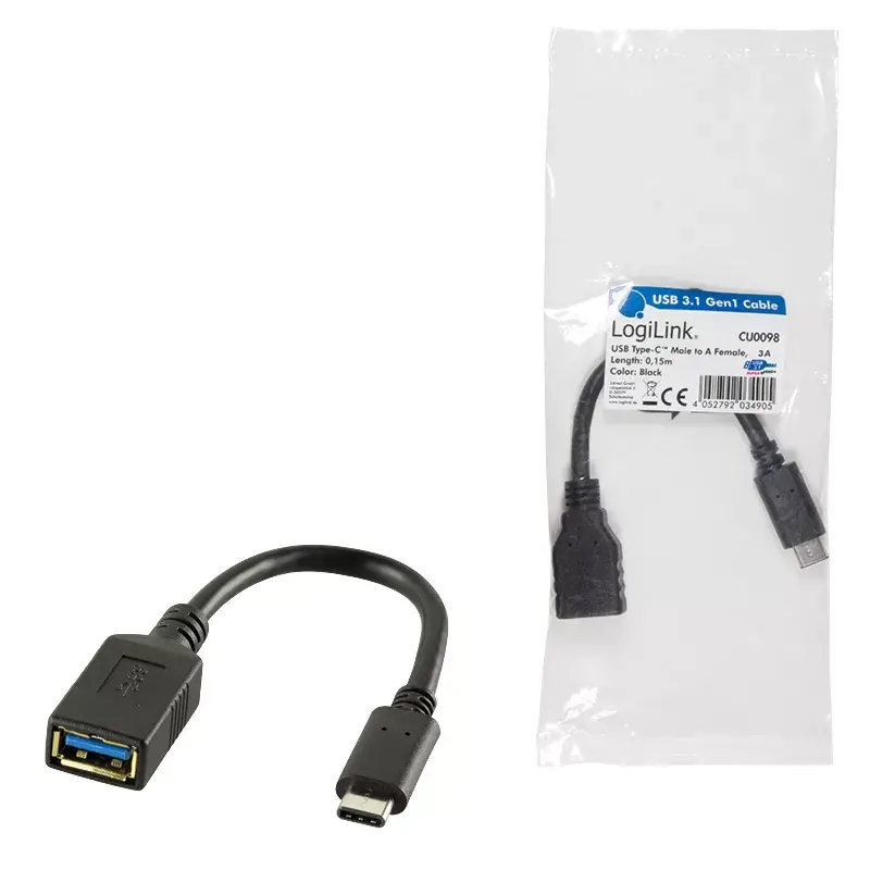 USB kabelis LogiLink USB C - USB A 0.15m Photo 5