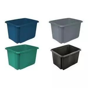 Storage box keeeper emil eco 30 L, graphite (eco-grey) – plastic stackable container