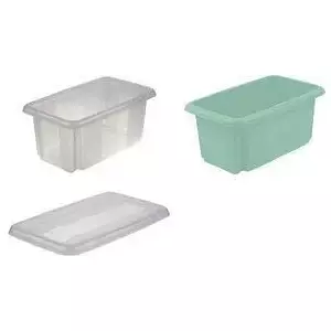 Storage box keeeper emil 7L Nordic Green with handles — plastic container for household storage, 7 litre capacity