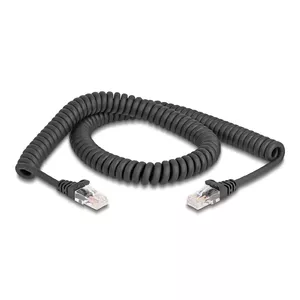 Network Cable DeLOCK RJ45 Coiled Cable male to male Cat.5e 2 m black