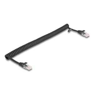Network Cable DeLOCK RJ45 Coiled Cable male to male Cat.5e 1m black