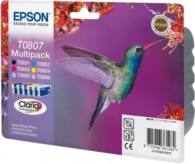Картридж Epson Multipack 6-цветов T0807 Черный Голубой Светло-голубой Магента Светло-магента Желтый Photo 2