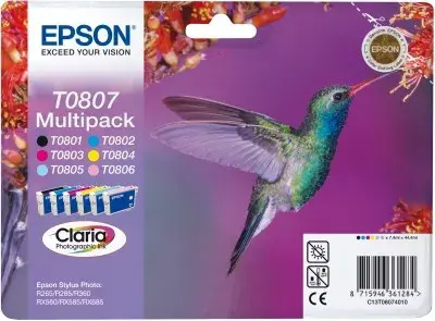 Картридж Epson Multipack 6-цветов T0807 Черный Голубой Светло-голубой Магента Светло-магента Желтый Photo 4