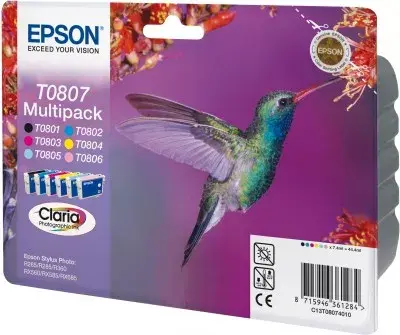 Картридж Epson Multipack 6-цветов T0807 Черный Голубой Светло-голубой Магента Светло-магента Желтый Photo 5