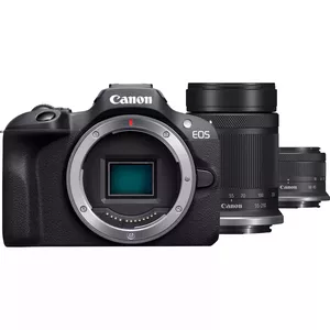 Canon EOS R100 + RF-S 18-45mm F4.5-6.3 IS STM + RF-S 55-200mm F5-7.1 IS STM Kit MILC 24,1 MP CMOS 6000 x 4000 pikseļi Melns