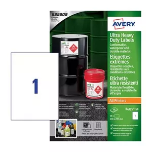 Самоклеящиеся этикетки Avery B4775-50 Прямоугольные Постоянные Белые 50 шт