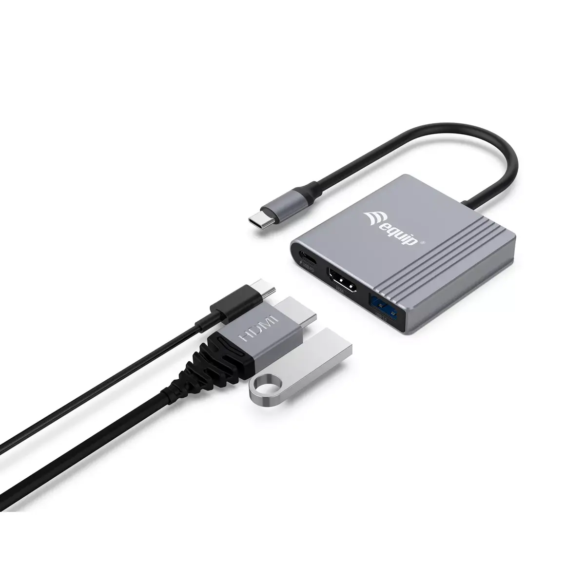 Адаптер Equip 3 в 1 USB-C на HDMI USB-A USB PD Photo 2
