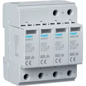 Устройство защиты от перенапряжений Hager SPB413 Тип 2 4P 3+1 для сетей TN-S/TT