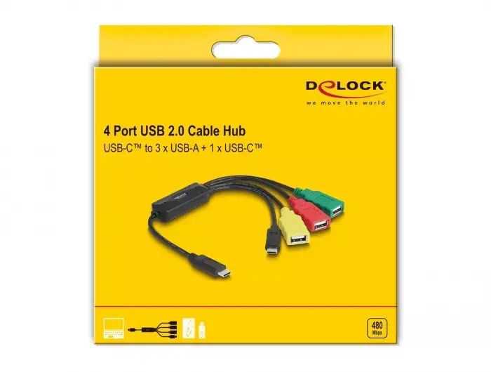 DeLOCK 4 Port USB 2.0 Kabelis Hub Photo 4