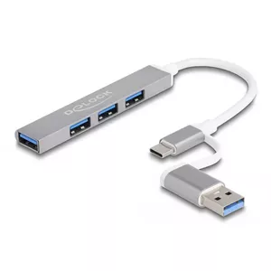 DeLOCK 4 Port Slim USB Hub USB Type-C USB Type-A 3 x USB 2.0 1 x USB 5 Gbps