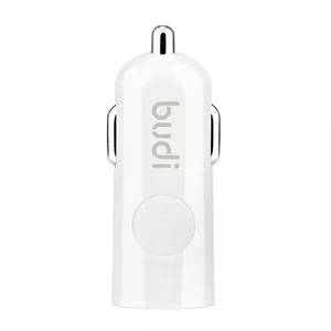 Auto USB lādētājs Budi 1x USB 2.4A (balts) — vienporta 12–24 V adapteris