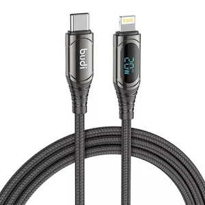Uzlādes kabelis Lightning Budi 1,5 m 20 W (melns) priekš iPhone, MPN 229TL