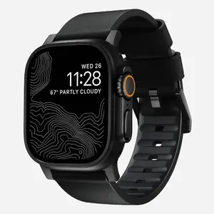 Siksniņa Nomad Active Band Pro Black Leather, Stainless steel — melna, plaukstas izm. 150–193 mm