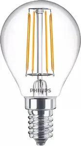 Philips Filament Candle Clear P45 E14 LED Spuldze 4.3W 470 lm 2700K Silti balta 40W Ekvivalents