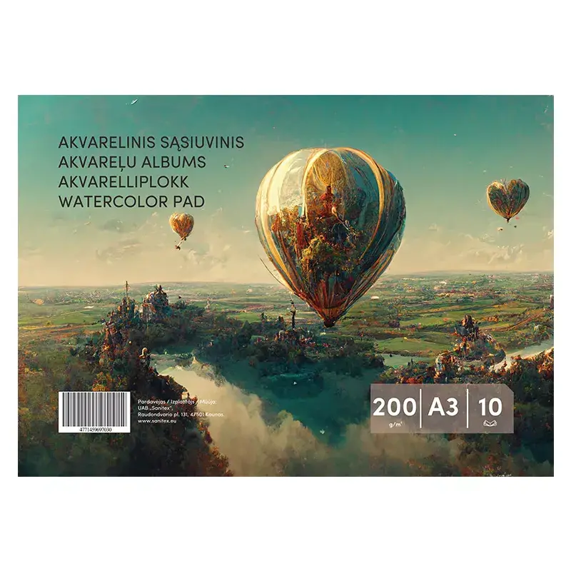 Akvareļu papīrs SMLT A3 200 g/m² 10 loksnes Photo 2