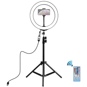 Световое кольцо LED Puluz PKT3043 26 см с настольным штативом и держателем для телефона