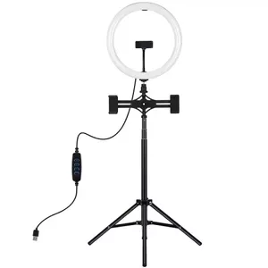 Светодиодное кольцо Puluz PKT3062B 30 см с креплением на штатив и 3 держателями для телефонов