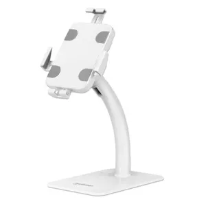 Manhattan Desktop Kiosk Stand Anti theft for Tablet and iPad 360° Rotation Tilt +20° to -110° White Lockable