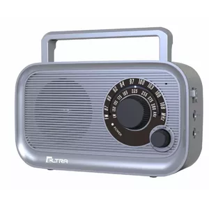 Portable Eltra HANIA gray FM/AM radio, compact design, battery-powered