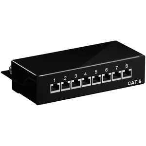 Патч-панель GOOBAY 96105, 1U для стойки, поддержка Cat6, 8 портов, черная