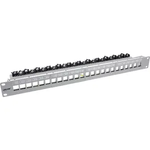 InLine 24-way Keystone empty patch panel 19-inch 1U grey for Cat5 Cat6 Cat6a cables