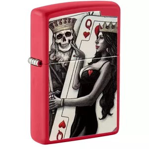 Aksesuārs Zippo 48624 Skull King Queen Beauty — vējaizturīgs metāla uzpildāms šķiltavu aizdedzinātājs