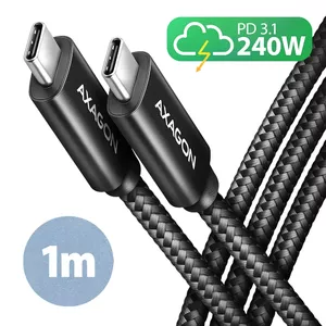 USB-C Кабель Axagon BUCM2-CM10AB 1м 240Вт 5А Черный