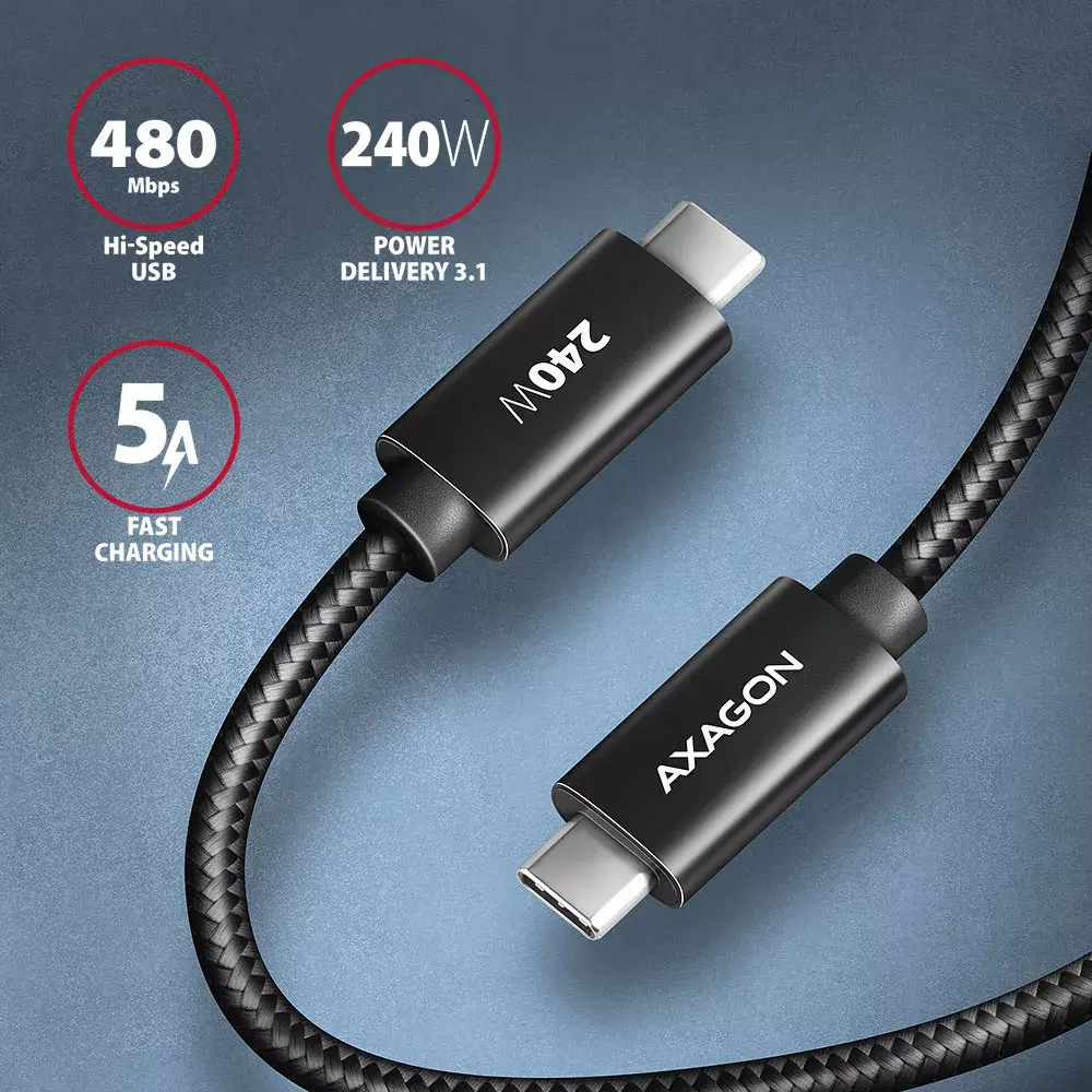 USB-C Кабель Axagon BUCM2-CM10AB Photo 2