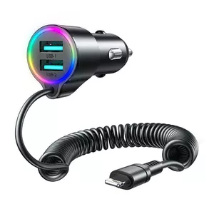 Auto lādētājs Joyroom JR-CL25 3-in-1 17W ar 1,5 m Lightning kabeli, melns