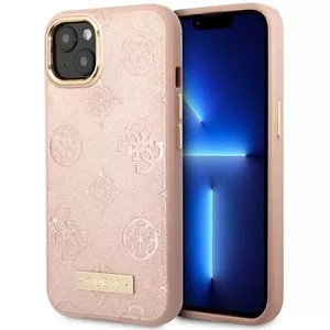 Жёсткий чехол GUESS GUHMP14SSAPSTP для iPhone 14 (6,1") розовый, совместим с MagSafe