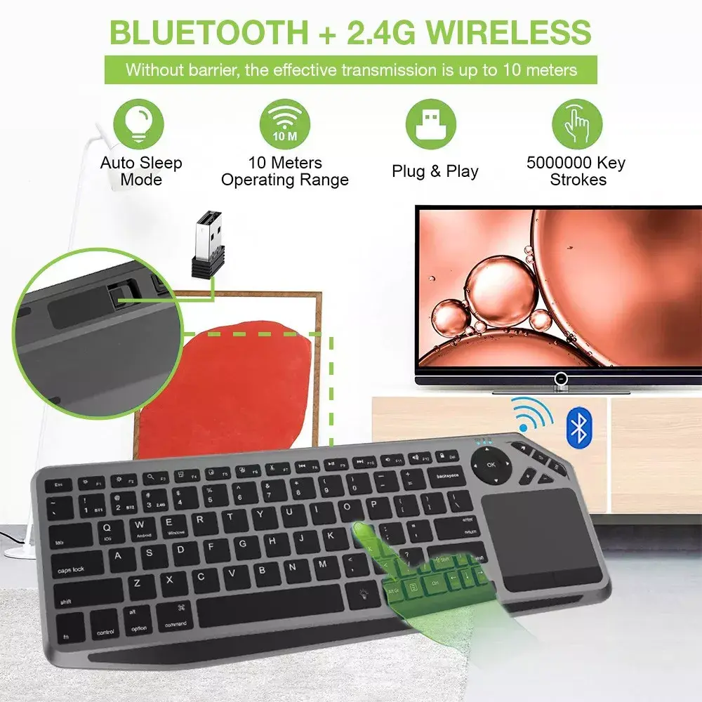 TECHLY ICTB9801TB mini wireless keyboard — RF + Bluetooth Photo 5