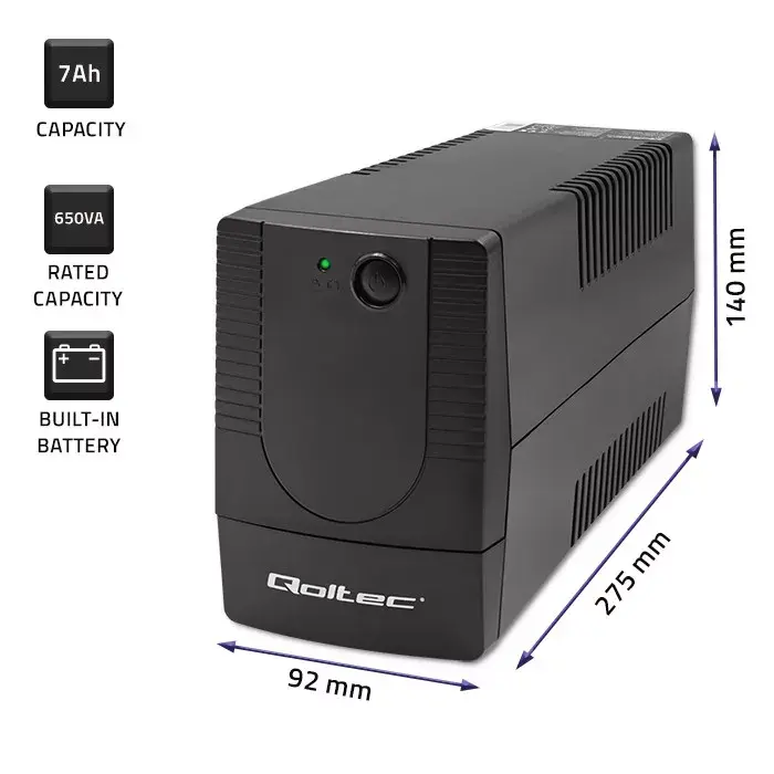 UPS QOLTEC 53772 0.65 kVA (360 W) Photo 4