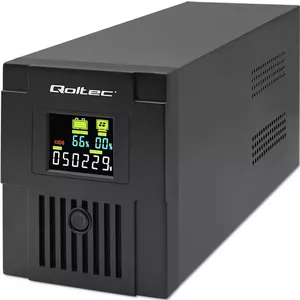 Nepārtraukta barošanas ierīce QOLTEC 53770, Line-Interactive 1,5 kVA (900 W), 2 C13 izvadi, AVR, LCD, USB Type-B
